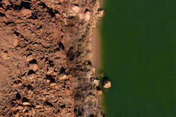 Texture of vertical vision of the colorado river and the great canyon.