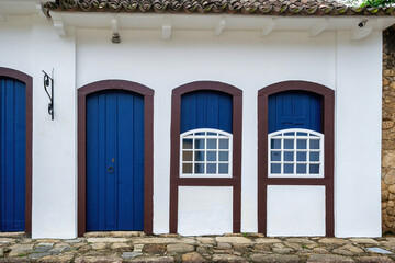 Portuguese colonial style architecture building in Paraty, Brazil