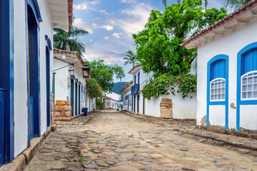 Portuguese colonial style architecture building in Paraty, Brazil