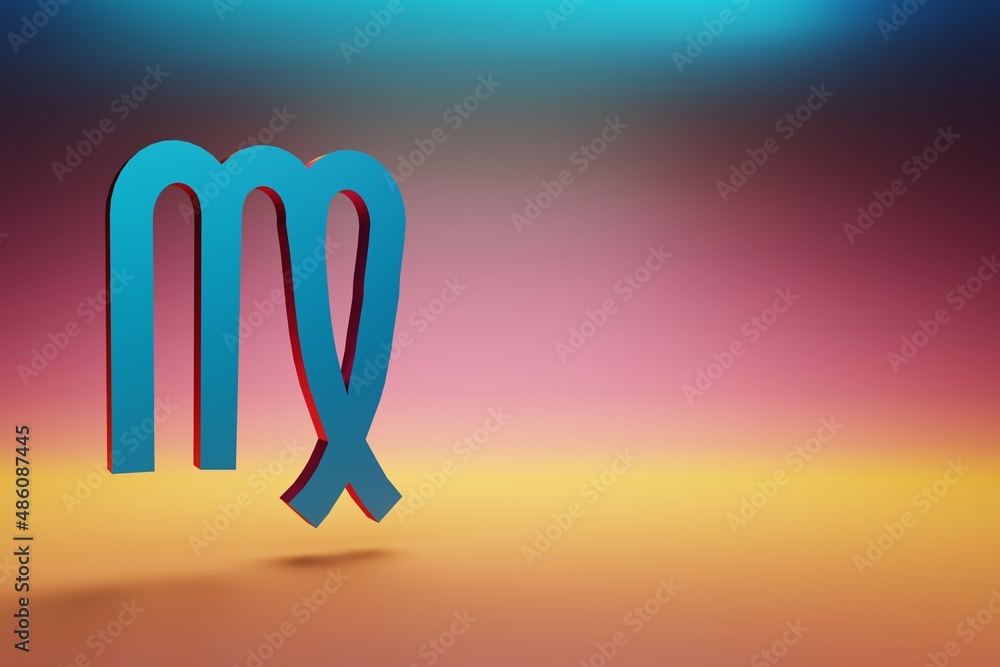 Aufkleber Virgo icon. Beautiful Blue Virgo symbol icons on multicolor bright background. 3d rendering illustration. Background pattern for design.