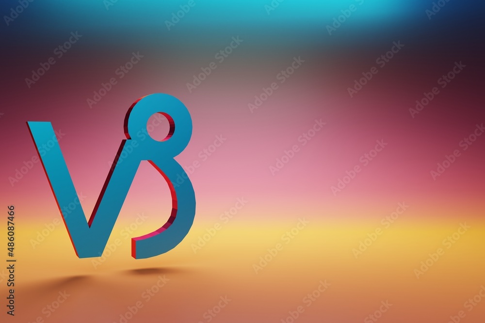 Aufkleber Virgo icon. Beautiful Blue Virgo symbol icons on multicolor bright background. 3d rendering illustration. Background pattern for design.