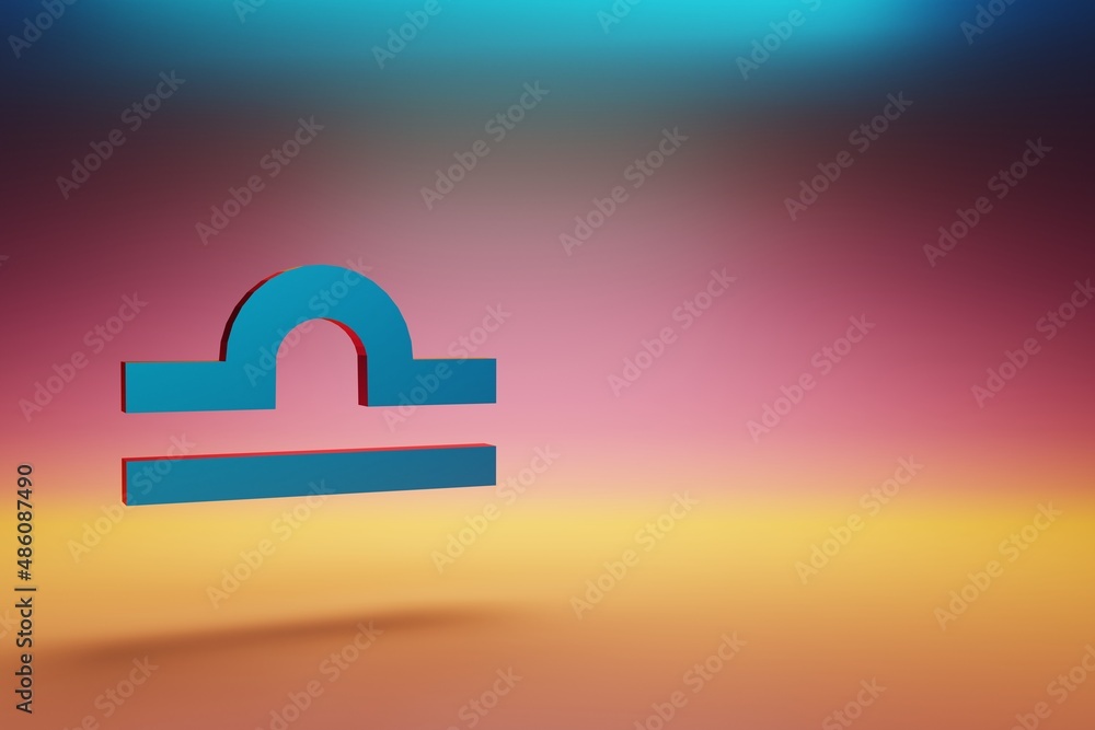 Aufkleber libra icon. beautiful blue libra symbol icons on multicolor bright background. 3d rendering illustra