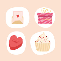 valentines day celebration four icons