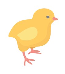 Colored Easter logo. A hand-drawn colored icon of a cute yellow little chicken. Vector isolated colorful element.
