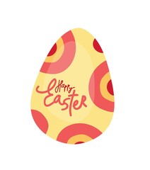 Colored Easter logo. A hand-drawn colored Easter egg icon with a congratulatory inscription. Vector isolated colorful element.