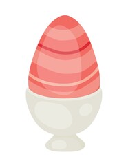 Colored Easter logo. A hand-drawn colored Easter egg icon in a stand. Vector isolated colorful element.