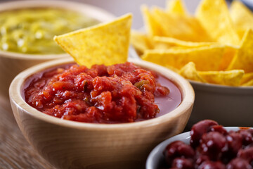 Vegetarian chili with red beans on a plate.