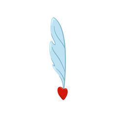 Doodle fountain pen with heart, holiday clipart