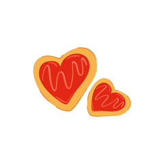 Sweet doodle cookies in the shape of a heart, holiday clipart