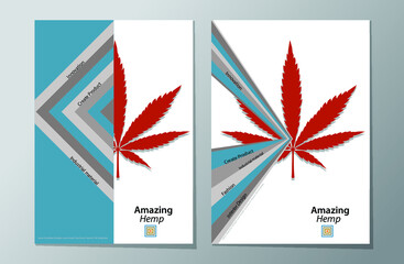 Marihuana leave, Hemp leaf, Cannabis leave, Ganja leaf, silhouette of leave Book cover design A4 template for Business Presentation, Magazine, Annual Report, Brochure, Poster, Project Report, Website.