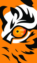 vector illustration Tiger Eyes Mascot Graphic in orange background