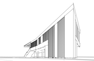 Modern architecture 3d rendering vector illustration
