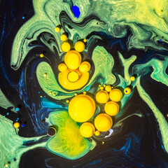 Green Acrylic pour Liquid marble abstract surfaces Design.