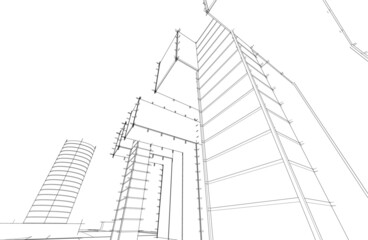 Modern architecture 3d rendering vector illustration
