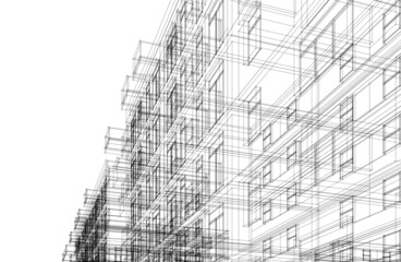 Modern architecture 3d rendering vector illustration
