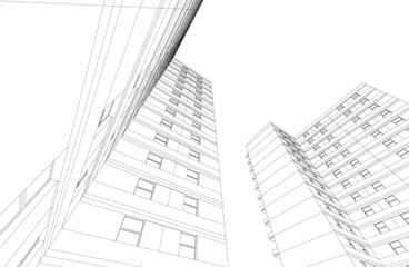 Fototapeta premium Modern architecture 3d rendering vector illustration 