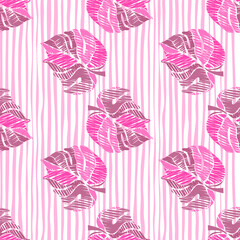 Creative monstera leaves tropical seamless pattern. Embroidery palm leaf endless wallpaper.