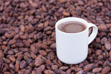 cup of cocoa drink with beans