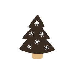 Fototapeta premium Gingerbread christmas tree. Holiday cookie in shape of christmas tree. Vector image for christmas, winter holiday, cooking.