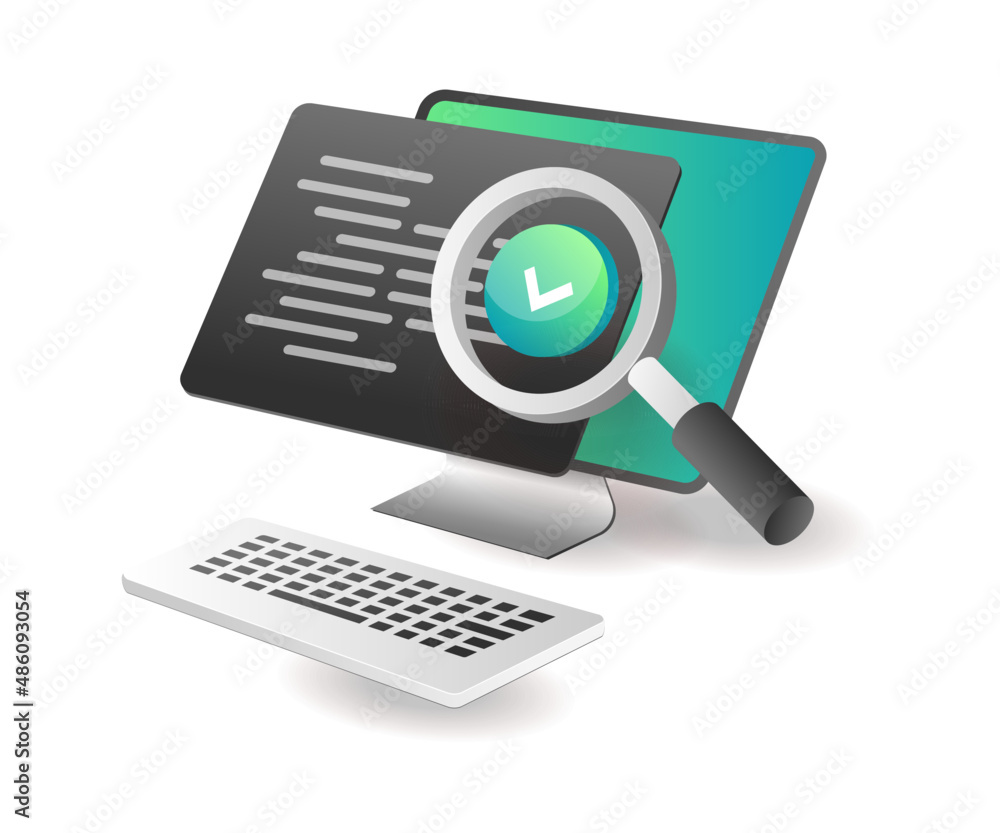 Wall mural isometric illustration concept. analyzing programming languages