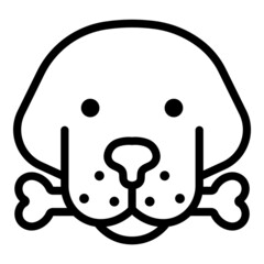 Dog With Bone Flat Icon Isolated On White Background