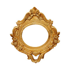 Oval blank antique gold color frame isolated