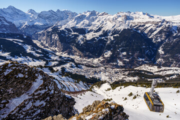 Das Dorf Wengen im Winter. (Berner Oberland, Schweiz)