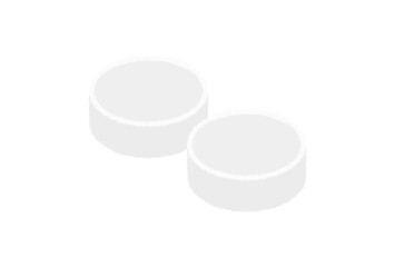 2つの白い円形の飲み薬 - かわいい手書きの錠剤・新型コロナウイルスの治療薬・1回2錠のイメージ素材