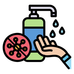 Hand Sanitizer Cleaning Protection filled line color icon. Can be used for digital product, presentation, print design and more.
