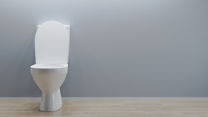 toilet bowl, copy space, 3d illustration