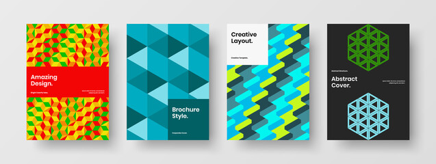 Colorful brochure vector design concept composition. Abstract geometric shapes poster layout bundle.