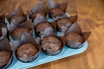 Homemade fresh baked chocolate muffins