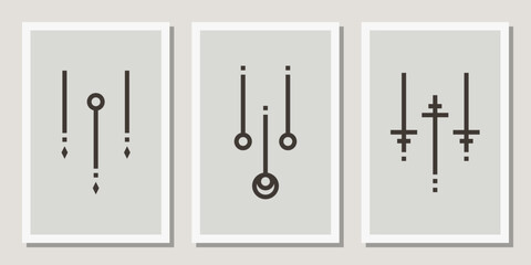 Set of minimalist style design wall art poster line elements