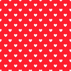 Seamless pattern with white mini hearts on red background