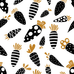 Black carrots. Seamless pattern. Endless pattern can be used for ceramic tile, wallpaper, linoleum, textile, web page background.