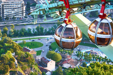 Famous spherical cable car in Grenoble, France