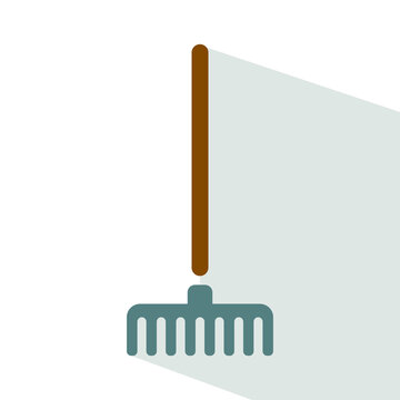 rake icon, gardening tool, vector illustration 