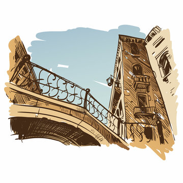 recommend clip art: Venice city. Italy. Hand drawn, vector illustration