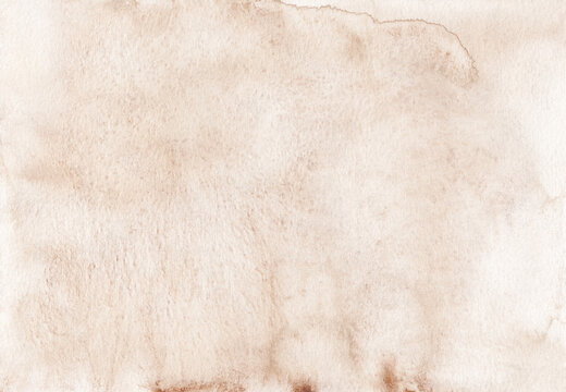 Watercolor neutral light brown background texture. Calm taupe color stains on paper, hand painted.