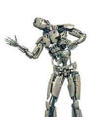 cyborg is doing a robot dance
