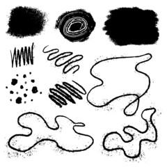 Vector set of abstract textures from paint strokes. Hand drawn abstract grunge backgrounds, stripes and lines