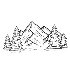 Mountain landscape in engraving style