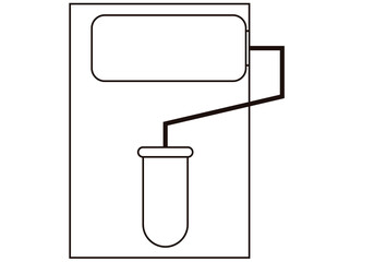 Icono negro de rodillo pintando una pared. 