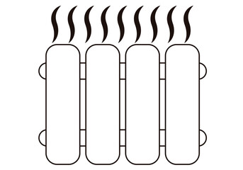 Icono negro de un radiador encendido por calefacción. 