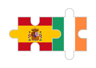 puzzle pieces of spain and ireland flags. vector illustration isolated on white background