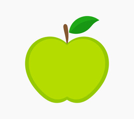 Green apple icon isolated on white background.