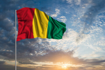 Waving National flag of Guinea