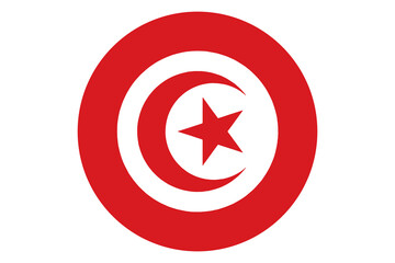 Tunisia flag in circle shape isolated  on png or transparent  background,Symbol of Tunisia , template for banner,card,advertising, magazine, and business matching country poster, vector