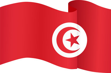 Waving Tunisia flag isolated  on png or transparent background,Symbol of Tunisia,template for banner,card,advertising ,promote,and business matching country poster, vector illustration