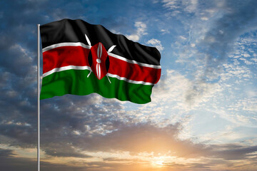 Waving National flag of Kenya